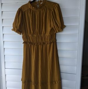 Mustard Yellow Midi Tiered Dress